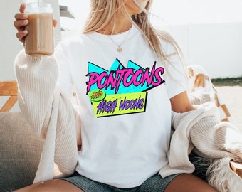 PONTOONS & HIGH NOONS / Camiseta de manga curta ou longa com cores confortáveis / Camiseta unissex tingida para roupa