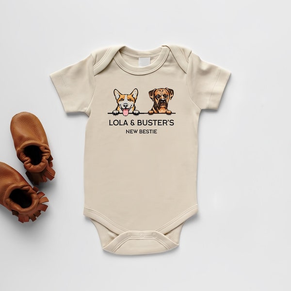 New Best Friend Bodysuits, Protected By Dog Bodysuit, Personalized Dog Name Bodysuit, Dog Name Bodysuit, Baby Shower Gift, Newborn Baby Gift