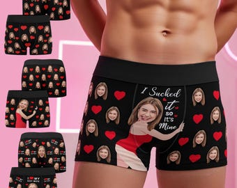 Custom Face Men Boxer Shorts, Bachelor Party Funny Gift for Groom, Wedding Night Gift from Bride, Anniversary Gift