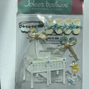 Twins baby 8 piece dimensional stickers bottle pacifier crib safety pin bow cute