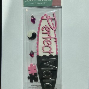 Pink black perfect match 6 piece dimensional sticker ying yang puzzle love heart sweetheart