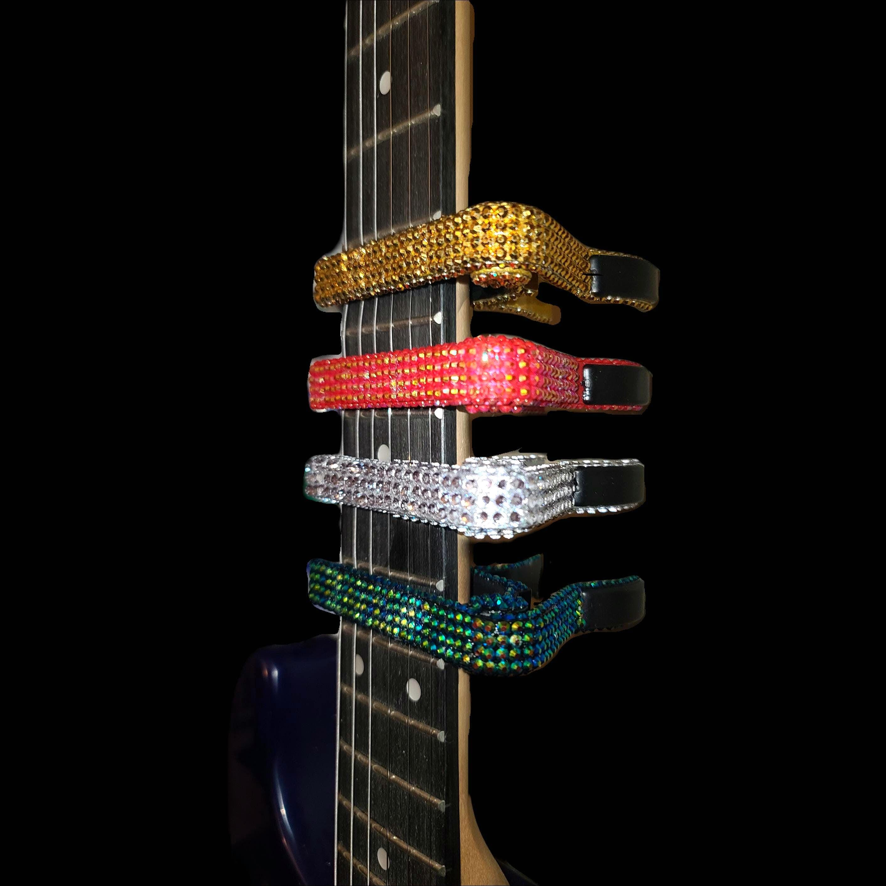 Embellished Yellow & Red Boho Guitar Strap with Blue Rhinestones Beaded Guitar Strap - Etsy main image 2