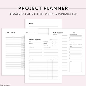 Pianificatore di progetto, Project Manager, Pianificatore di progetto stampabile, Pianificatore di progetto digitale, Tracker di progetto, Pacchetto pianificatore di progetto, A4, A5,