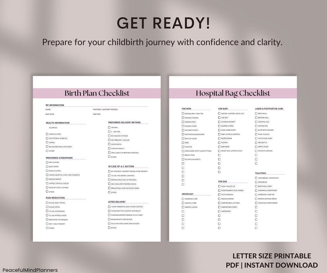 Pregnancy Checklist Bundle Printable, Pregnancy Planner, Expecting ...
