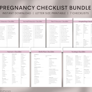 Pregnancy Checklist Bundle Printable, Pregnancy Planner, Pregnancy To Do Lists PDF, Pregnancy Essentials, Hospital Bag Checklist, Birth Plan