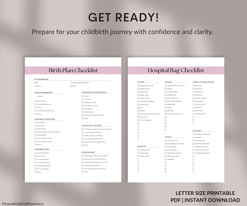 Pregnancy Checklist Bundle Printable, Pregnancy Planner, Pregnancy to ...