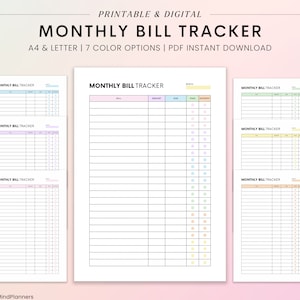 Bill Tracker Printable, Monthly Bill Tracker Printable, Bill Payment Tracker, Expense Tracker, Monthly Bill Payment Tracker, Bill Organizer
