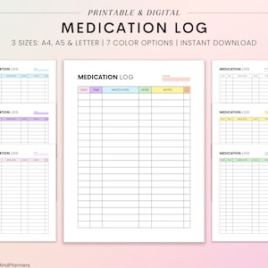 Medication Tracker, Printable Medication Tracker, Medication Planner, Medication Log, Medicine Tracker, Medication Sheet, Prescription Log