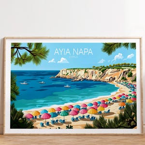 Ayia Napa Landscape Poster, Cyprus Wall Art Print, Ayia Napa Cyprus Travel Print, Minimalist Travel Poster, Home Decor