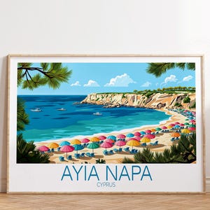 Ayia Napa Travel Poster, Cyprus Landscape Print, Ayia Napa Travel Wall Art, House Warming Gifts, Personalised Gifts