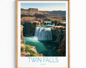 Twin Falls Poster, Idaho Wall Decor, Scenic Northwest Escape