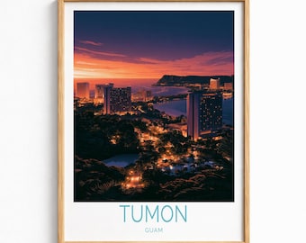Tumon Travel Poster, Guam Travel Wall Decor, Tropical Pacific Getaway