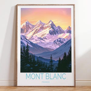 Mont Blanc France Travel Print, France Travel Wall Art, Mont Blanc Travel Poster, House Warming Gifts, Wedding Gifts