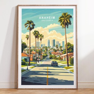 Anaheim Reisedruck, Kalifornien Wandkunst Druck, Anaheim Kalifornien Reiseplakat, minimalistisches Stadtbild, personalisierte Reisegeschenke