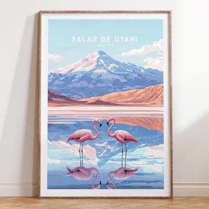 Stampa di viaggio Salar De Uyuni, stampa artistica da parete Bolivia, poster di viaggio Salar De Uyuni Bolivia, poster di viaggio minimalista, arredamento per la casa