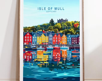 Isle Of Mull Scotland Travel Poster, Scotland Wall Art Print, Isle Of Mull Travel Print, Minimalist Travel Poster, Personalised Gifts