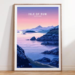 Isle Of Rum Travel Poster, Isle Of Rum Wall Art Print, Scotland Travel Print, Minimalist Travel Poster, Birthday Gifts
