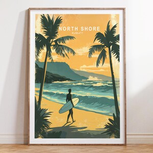 North Shore Hawaii Wand Kunst Druck, Hawaii Reise Druck, North Shore Reise Poster, Minimalistisches Reise Poster, Hochzeitsgeschenke