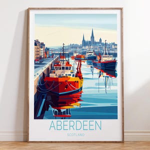 Impression de voyage Aberdeen Ecosse, impression d&#39;art mural Ecosse, affiche de voyage Aberdeen, cadeaux de pendaison de crémaillère, cadeaux d&#39;anniversaire
