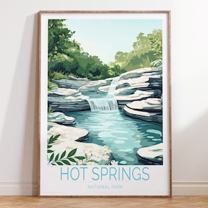 Hot Springs Nationalpark Reisewandkunst, Nationalpark-Reiseplakat, Hot Springs-Reisedruck, Innendekor, personalisierte Geschenke