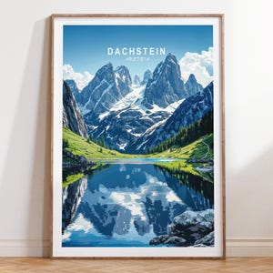 Poster de voyage Dachstein Autriche, impression de voyage en Autriche, impression d'art mural Dachstein, poster de voyage minimaliste, cadeaux de mariage