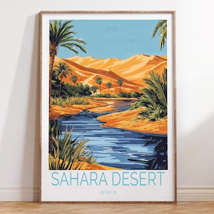 Sahara Wüste Afrika Reise Wandkunst, Afrika Reise Poster, Sahara Wüste Reise Druck, Benutzerdefinierte Reise Poster, Wohnkultur