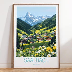 Arte de parede de viagem Saalbach Áustria, pôster de viagem Saalbach, impressão de viagem Áustria, presentes personalizados, pôster de viagem personalizado