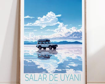 Salar De Uyuni Bolivia Travel Wall Art, Bolivia Travel Poster, Saler De Uyuni Travel Print, Custom Travel Poster, Home Decor
