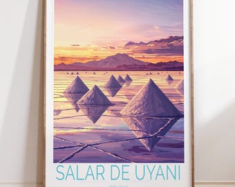 Salar De Uyuni Travel Print, Salar De Uyuni Bolivia Wall Art Print, Bolivia Travel Poster, Home Decor Gifts, Wedding Gifts