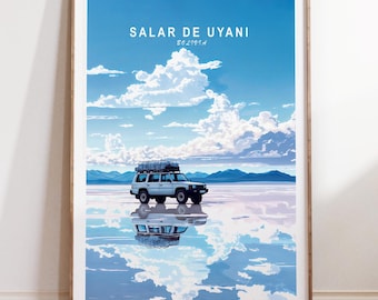 Salar De Uyuni Travel Wall Art, Salar De Uyuni Bolivia Travel Print, Bolivia Travel Poster, Personalised Gifts, Minimalist Cityscape