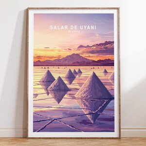 Salar De Uyuni Wall Art Print, Salar De Uyuni Bolivia Travel Print, Uyuni Salt Flats Art, Minimalist Cityscape, Personalised Gifts