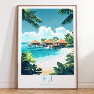 Fiji Pacific Ocean Travel Poster, Fiji Travel Wall Art, Pacific Ocean Travel Print, Personalised Travel Gifts, Wedding Gifts