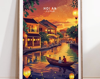 Hoi An Wall Art Print, Hoi An Vietnam Travel Print, Vietnam Travel Poster, Minimalist Travel Poster, Home Decor Gifts