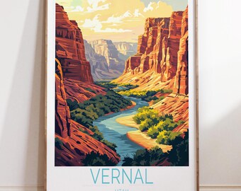 Impresión de viaje de Vernal Utah, impresión de arte mural de Utah, póster de viaje de Vernal, regalos de viaje personalizados, regalos de inauguración de la casa