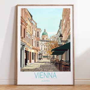 Affiche de voyage Vienne Autriche, art mural de la ville de Vienne, impression voyage Autriche, cadeaux de pendaison de crémaillère, cadeaux de voyage personnalisés