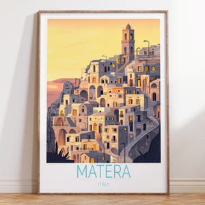 Matera Italy Travel Print, Italy Wall Art Print, Matera Travel Poster, Personalised Travel Gifts, Housewarming Gifts