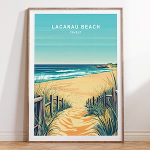 Stampa artistica da parete Lacanau Beach Francia, poster di viaggio Francia, stampa di viaggio Lacanau Beach, arredamento per la casa, poster di viaggio minimalista