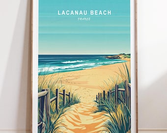 Lacanau Beach Frankreich Wand Kunst Druck, Frankreich Reise Poster , Lacanau Strand Reise Print, Home Decor, Minimalistisches Reise Poster