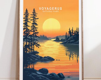 Voyageurs National Park Travel Poster, Voyageurs Travel Wall Art, National Park Travel Print, Minimalist Cityscape, Personalised Gifts