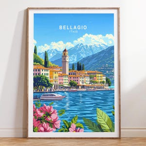 Bellagio Italy Wall Art Print, Italy Travel Poster, Bellagio Travel Print, Custom Travel Poster, Minimalist Cityscape