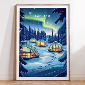 Lapland Winter Poster, Finland Travel Print, Lapland Finland Wall Art Print, Home Decor Gifts, Minimalist Travel Poster