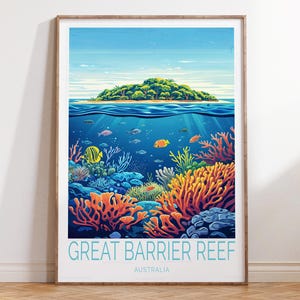 Great Barrier Reef Australia Wall Art Print, Australia Travel Poster, Great Barrier Reef Travel Print, Home Decor, Wedding Gifts
