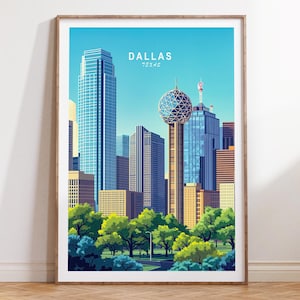 Dallas Texas Poster, Dallas Travel Wall Art, Texas Travel Print, City Personalised Gifts, Wedding Gifts, Home Decor