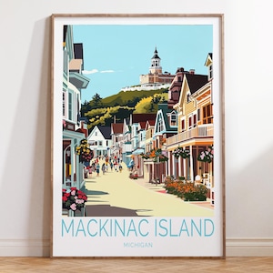 Mackinac Island Michigan Travel Poster, Mackinac Island Wall Art, Michigan Travel Print, Wedding Present, Birthday Present
