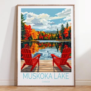 Muskoka Lake Reiseplakat, Kanada Reisedruck, Muskoka Lake Kanada Wandkunst, Stadt Personalisierte Geschenke, Hochzeitsgeschenke