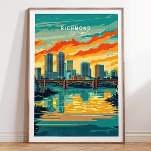 Richmond Virginia Poster, Virginia Travel Wall Art, Richmond Travel Print, Wedding Present, Birthday Present, Travel Gifts