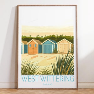 Impression d'art mural plage West Wittering, impression côtière du West Sussex, affiche de voyage Angleterre West Wittering, décoration d'intérieur, cadeaux de voyage