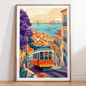 Lisbon Custom Travel Poster, Lisbon Tram Portugal Wall Art, Portugal Travel Print, Birthday Present, Wedding Present