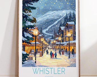 Whistler Canada Travel Poster, Whistler Travel Wall Art, Canada Ski Print, City Personalised Gifts, Wedding Present