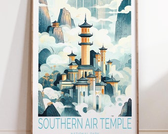Southern Air Temple Travel Poster, National Park Wall Art, The Last Airbender Travel Print, Birthday Gifts, Wedding Gifts, Home Decor